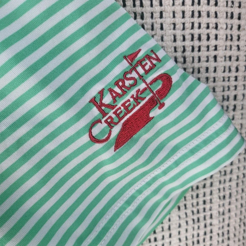 RLX Ralph Lauren Polo Shirt Mens XL Green Striped Karsten Creek Golf Performance